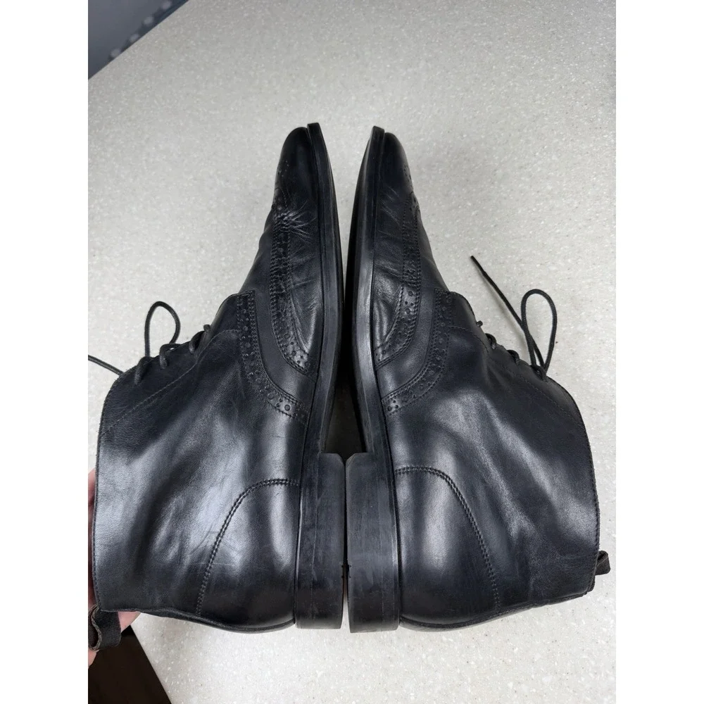 HUGO BOSS Men's Black Leather Lace Up Dress Chukka Ankle Boots Size US 10